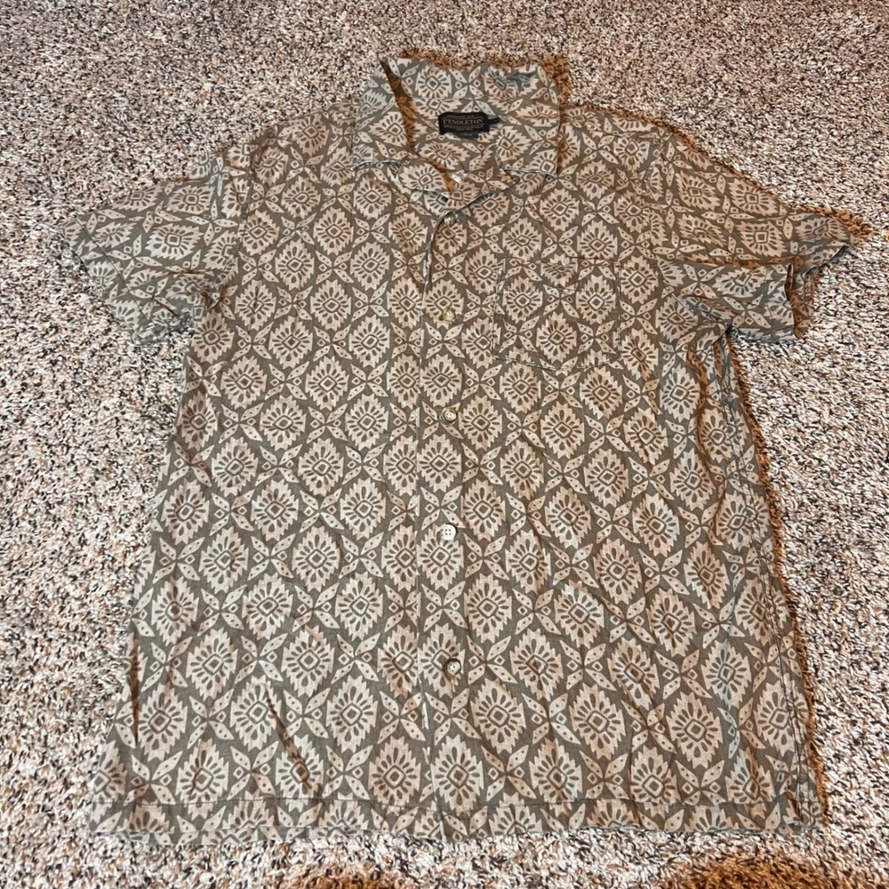 Pendleton Button Up Shirt Patterned Short‎ Sleeve Casual Mens Size M